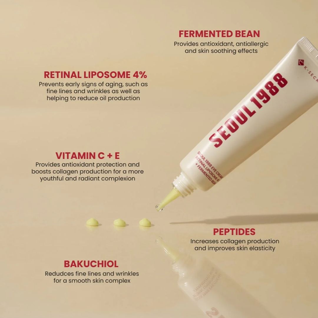 Crème Contour des Yeux K-Secret Seoul 1988 – Retinal Liposome 4 % + Extraits Fermentés